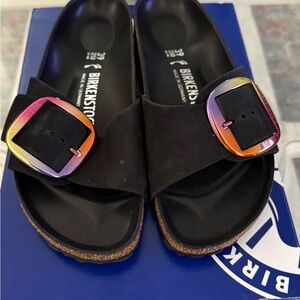 Birkenstock Black Sandals with Multicolor Buckle